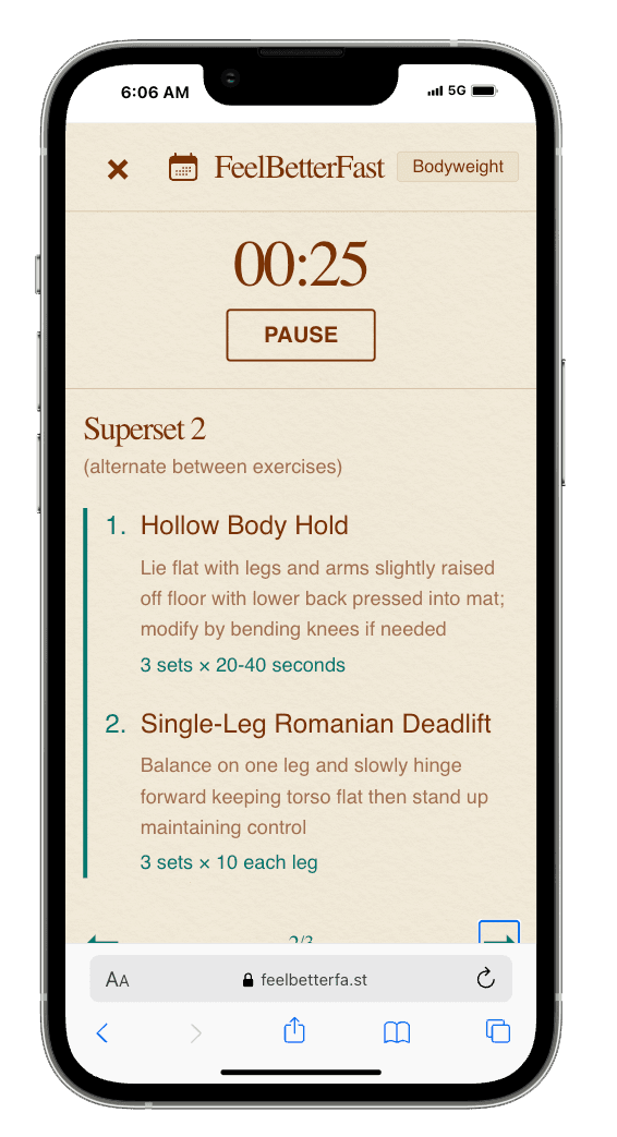 FeelBetterFast App on iPhone